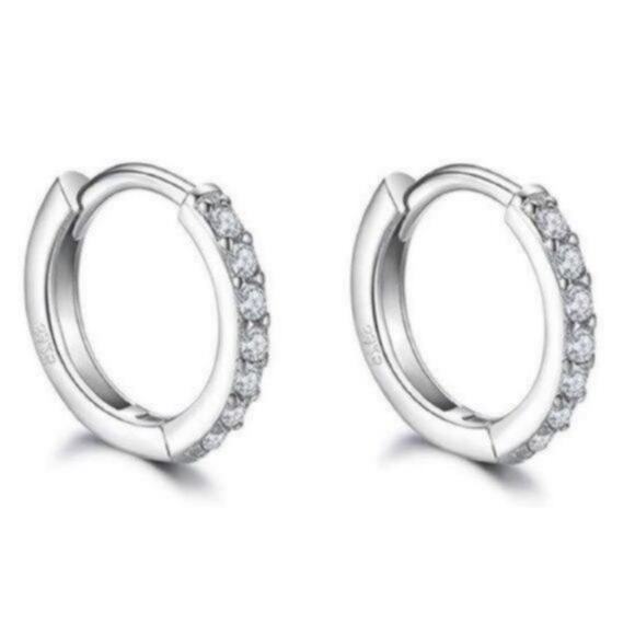 925 Sterling Silver Small Hoop Earrings 12MM - Picture 3 of 6